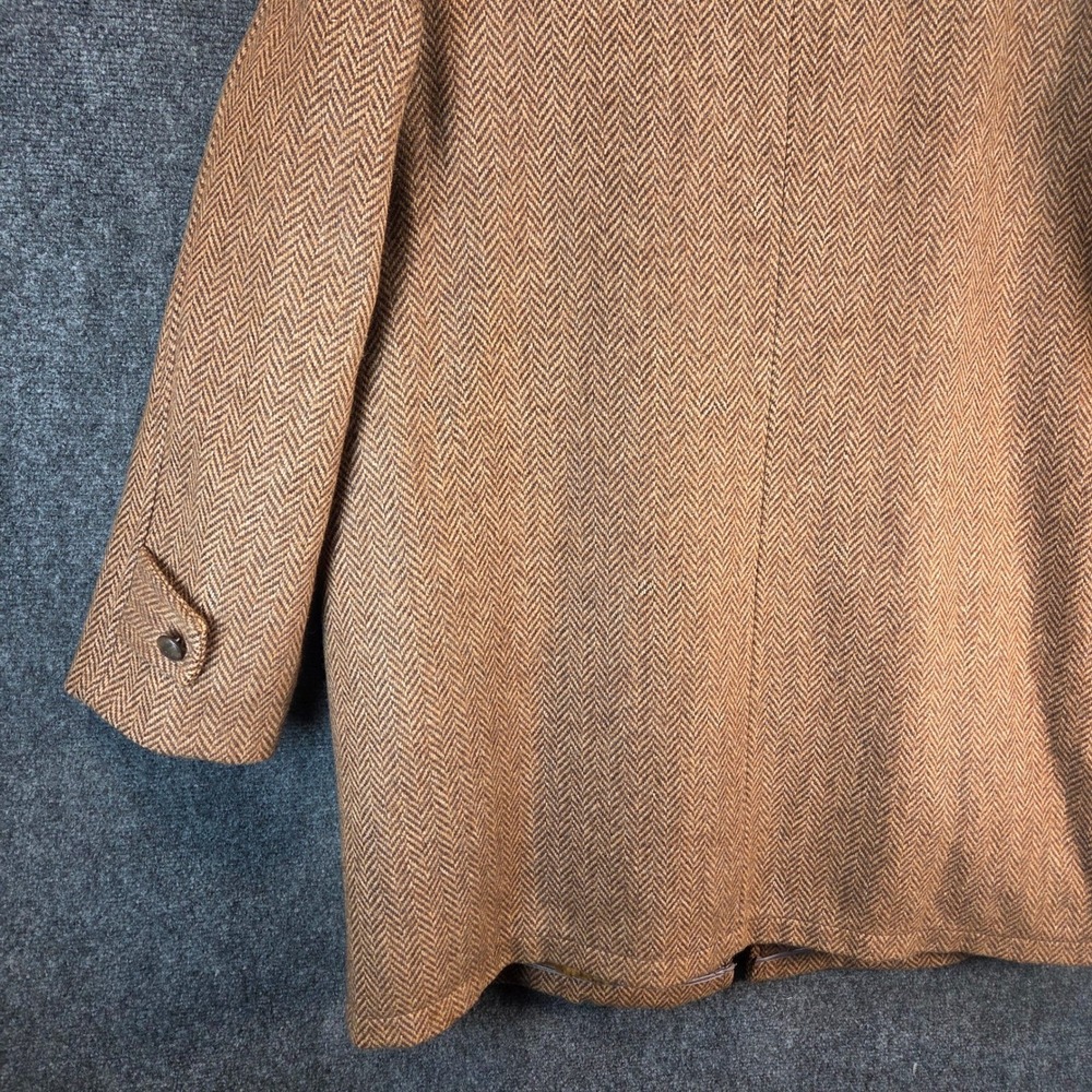 Vintage Wool Herringbone Coat Faux Fur Lined Western‎ Ranch Barn Jacket Size 44 - Picture 12 of 16
